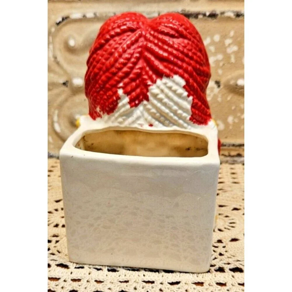 Raggedy Ann Yellow Dress & Hair Bows Planter Flower Pot Inarco Japan (read)_3
